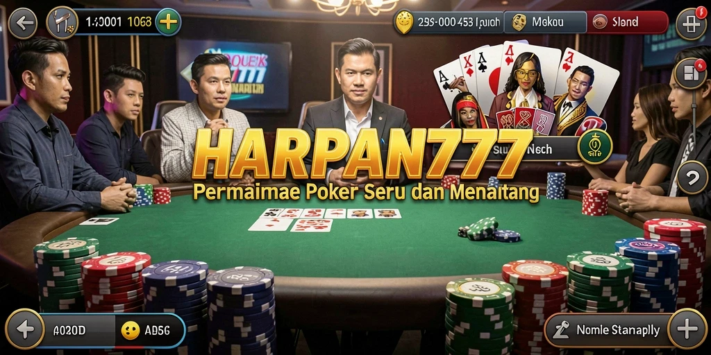 Tangkapan layar menunjukkan pemain sedang berkompetisi dalam permainan Poker yang mendebarkan.