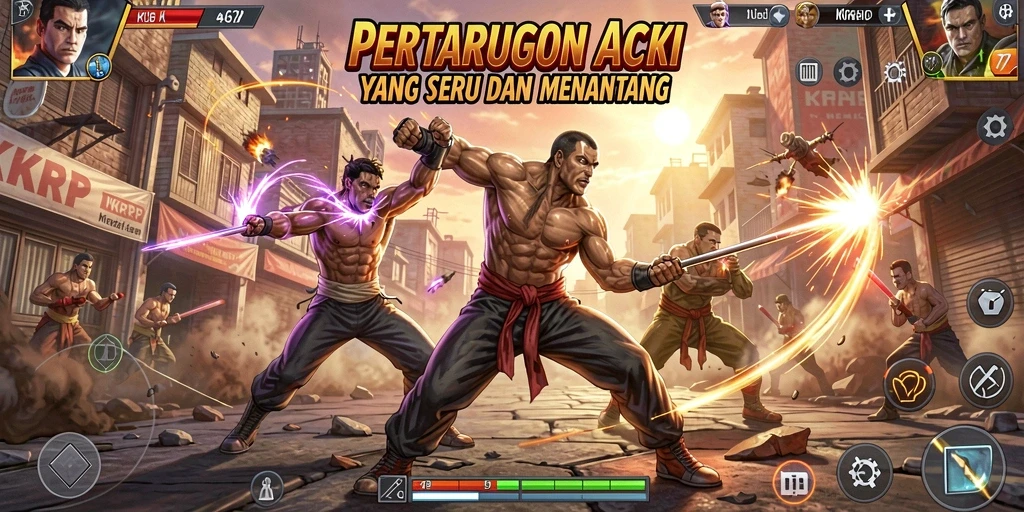 Screenshot menampilkan pertarungan aksi yang intens dan mendebarkan.