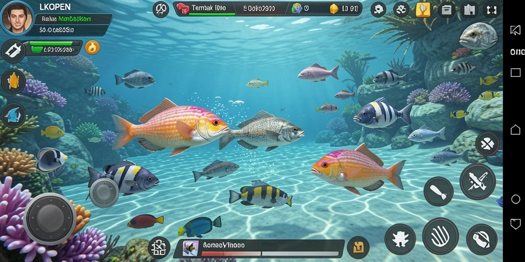 Tampilan gameplay LKOPEN yang seru dan menarik saat menembak ikan.