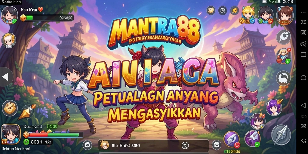Screenshot utama MANTRA88 menampilkan aksi seru dari karakter anime.