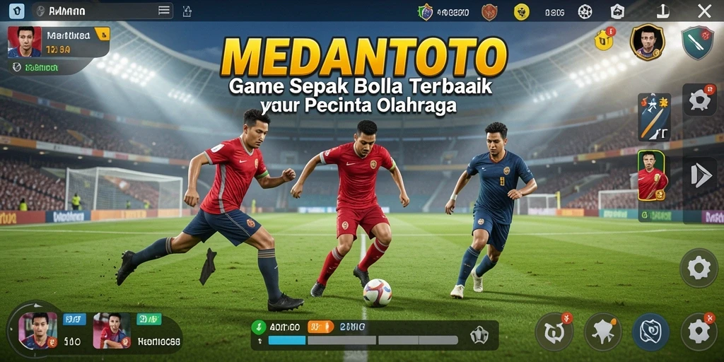 Screenshot MEDANTOTO menampilkan pertandingan sepak bola yang intens.