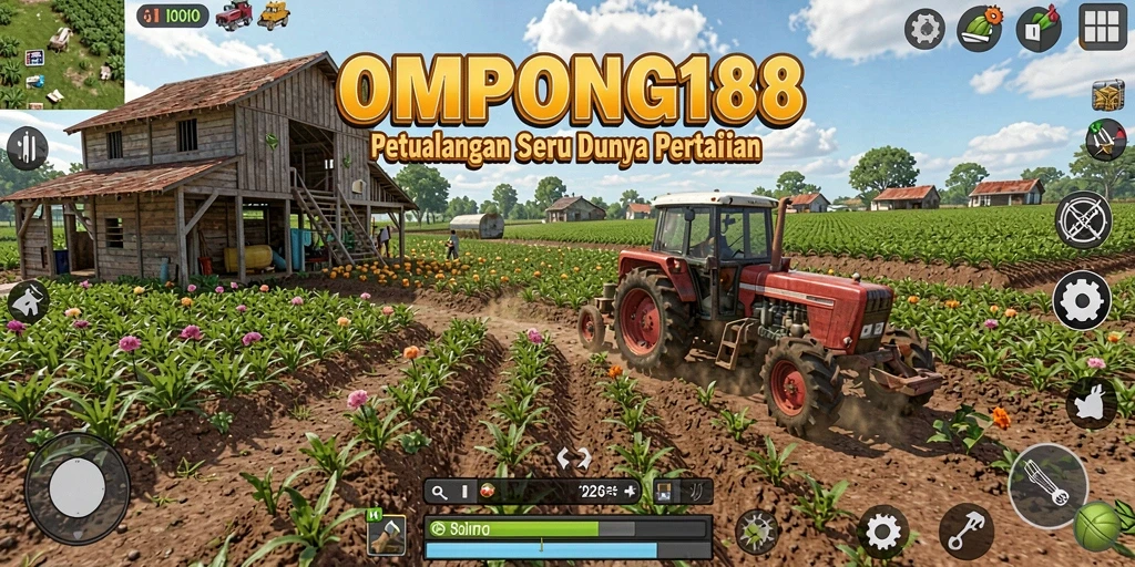 Tangkapan layar dari gameplay OMPONG188 yang menunjukkan proses bertani.