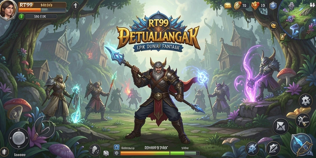 Gameplay RT99 menampilkan karakter menjelajah dunia fantasi yang menakjubkan.
